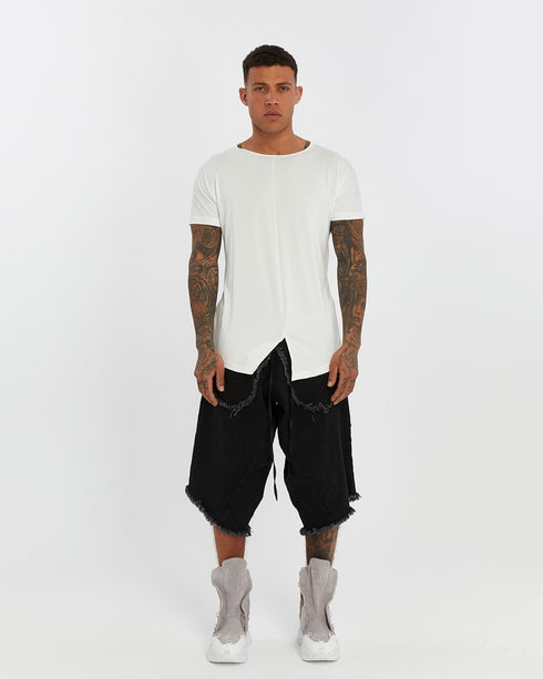 Junus Coban Extended-Back Slit-Front T-Shirt White