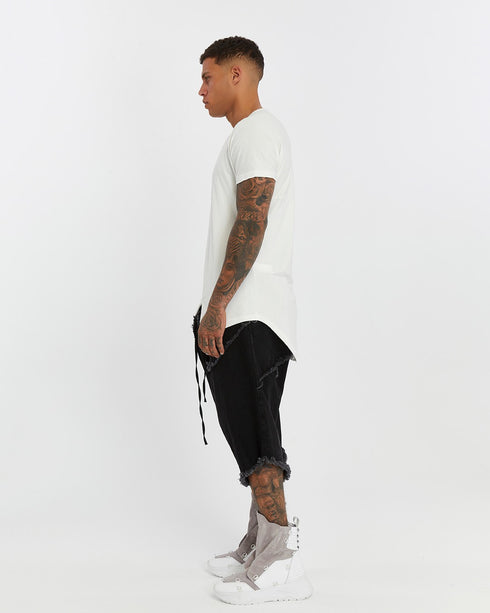 Junus Coban Extended-Back Slit-Front T-Shirt White