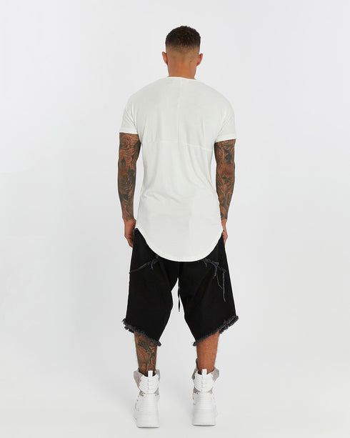 Junus Coban Extended-Back Slit-Front T-Shirt White