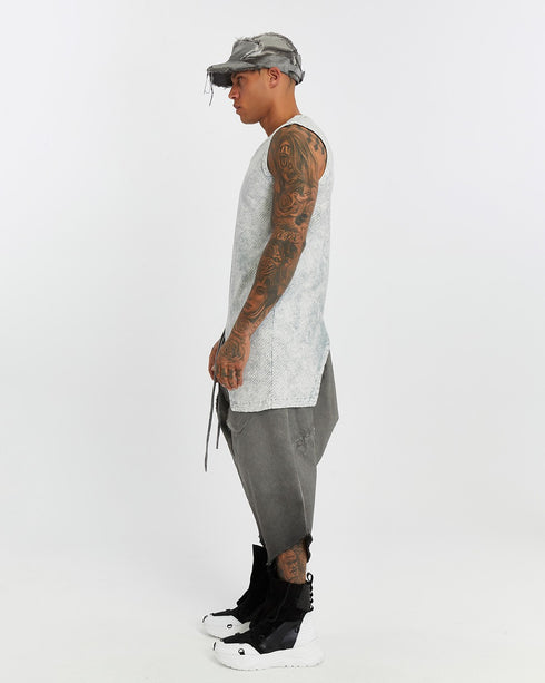Junus Coban Front-and-Back Slit Tank Top Acid Grey