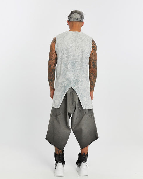 Junus Coban Front-and-Back Slit Tank Top Acid Grey