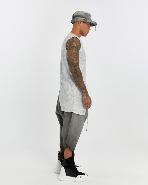 Junus Coban Front-and-Back Slit Tank Top Acid Grey