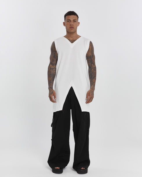 Junus Coban Front-and-Back Slit Tank Top White
