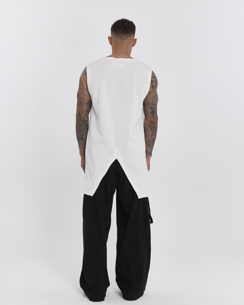 Junus Coban Front-and-Back Slit Tank Top White