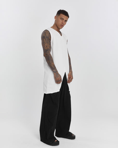 Junus Coban Front-and-Back Slit Tank Top White