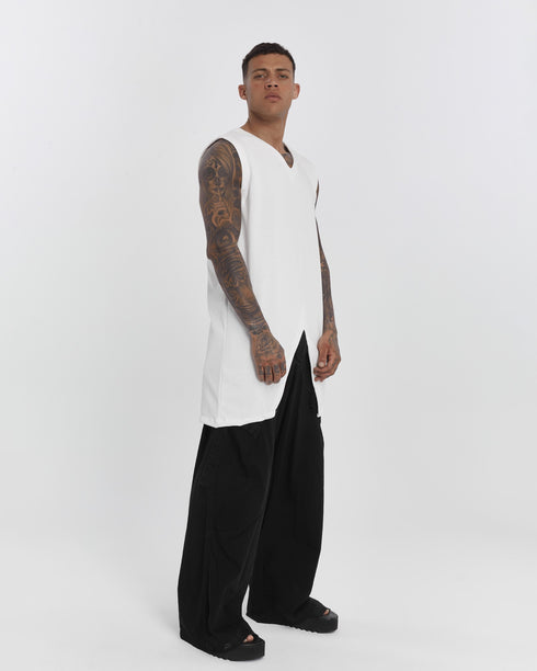 Junus Coban Front-and-Back Slit Tank Top White