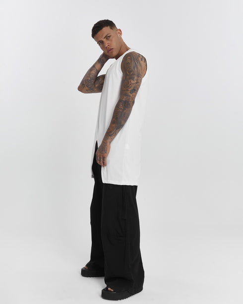 Junus Coban Front-and-Back Slit Tank Top White