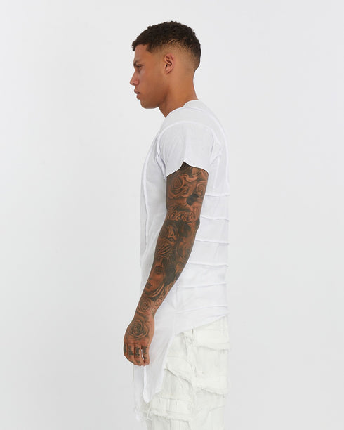 Junus Coban High-Low V-Neck T-Shirt White
