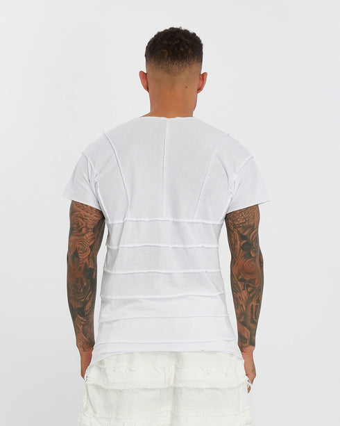 Junus Coban High-Low V-Neck T-Shirt White