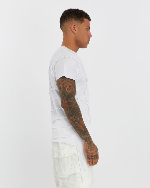 Junus Coban High-Low V-Neck T-Shirt White