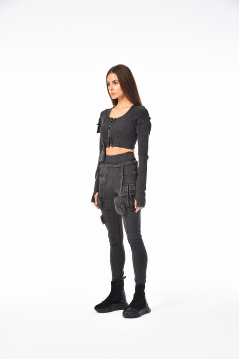 High Waist Multi Pocket Women's Trousers