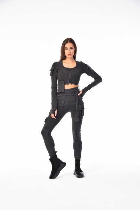 High Waist Multi Pocket Women's Trousers