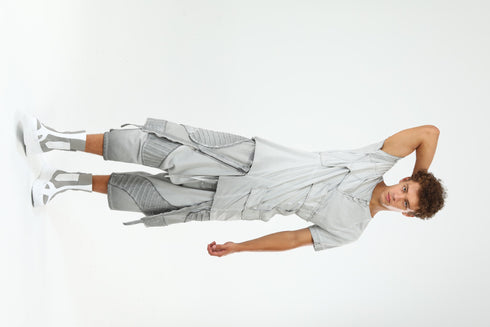 Junus Coban Loop-Button Placket T-Shirt Anthracite