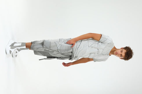 Junus Coban Loop-Button Placket T-Shirt Anthracite