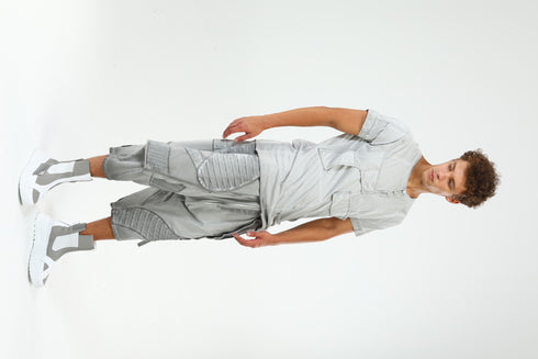 Junus Coban Loop-Button Placket T-Shirt Anthracite