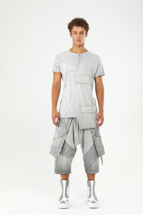 Junus Coban Loop-Button Placket T-Shirt Anthracite