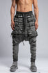 Junus Coban Men's Denim Detail Pants in Acid Grey close front view showing layered denim-style texture