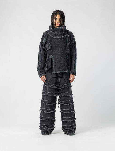 Junus Coban Men's Denim Jacket with Front Slit denim slit detailed avant garde jacket