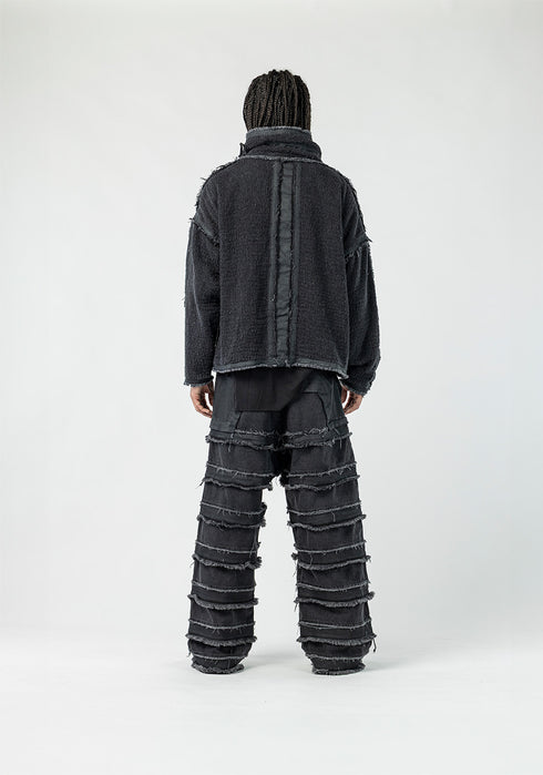 Junus Coban Men's Denim Jacket with Front Slit denim slit detailed avant garde jacket
