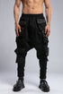 Junus Coban Men's Multi-Pocket Pants in Black close front view showing oversized pocket detailing
