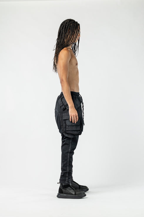Junus Coban Men's Pants with Multi-Pockets multi pocket utility pocketed avant garde pants