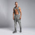 Full look view of men’s anthracite piped raw stitch shalwar pants styled for festival and streetwear outfits.