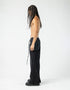 Junus Coban Men's Wide Leg Denim Pants with Leather Details denim avant garde pants