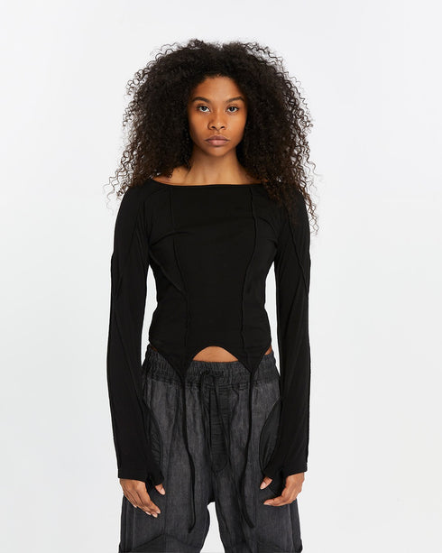 Multi Paneled Long Sleeve Women's T-Shirt
