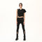 Multi Ribbed Piped Cropped Women's T-Shirt
