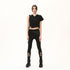 Multi Ribbed Piped Cropped Women's T-Shirt