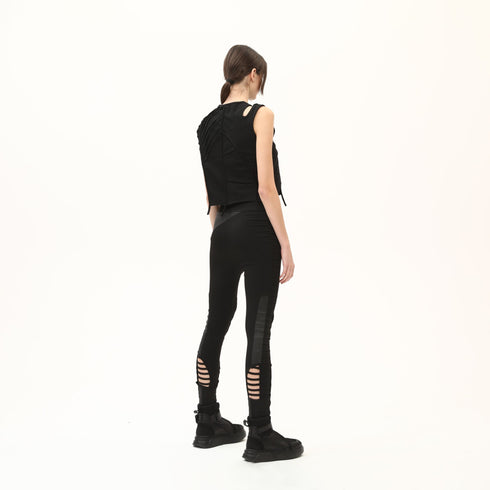 Multi Ribbed Piped Cropped Women's T-Shirt