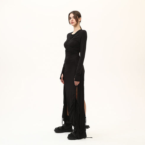Multi Shirred Long Women's Dress