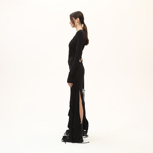 Multi Shirred Long Women's Dress