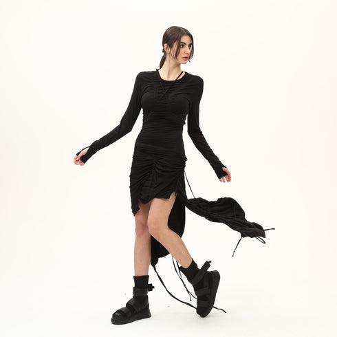 Multi Shirred Long Women's Dress