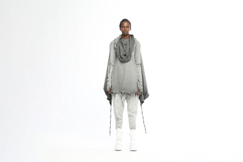 Light grey avant-garde women’s tunic urban styling