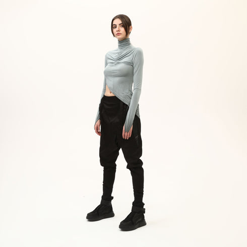 One Side Long Turtleneck Women's Blouse
