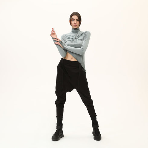 One Side Long Turtleneck Women's Blouse