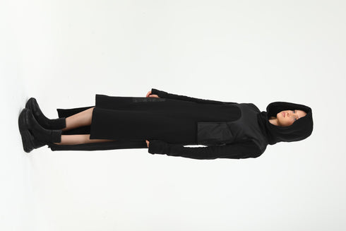 Padded Contrast Trim Hooded Women's Dress