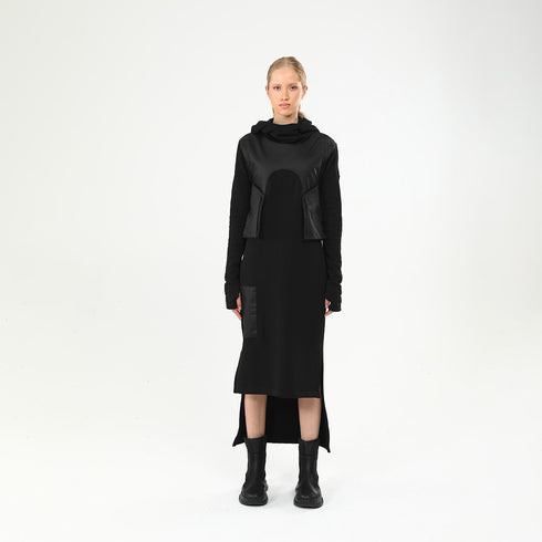 Padded Contrast Trim Hooded Women's Dress