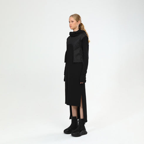 Padded Contrast Trim Hooded Women's Dress