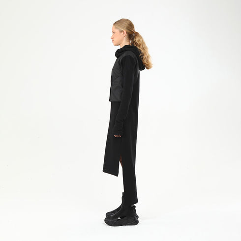 Padded Contrast Trim Hooded Women's Dress