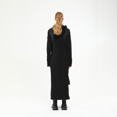 Padded Contrast Trim Hooded Women's Dress