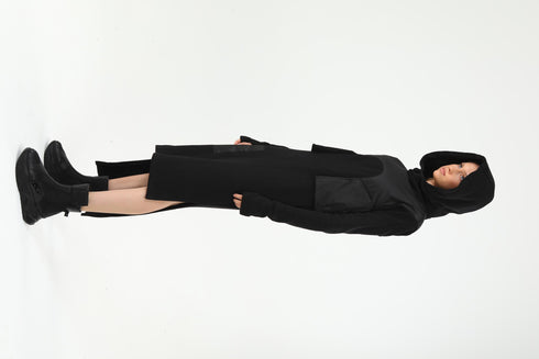Padded Contrast Trim Hooded Women's Dress