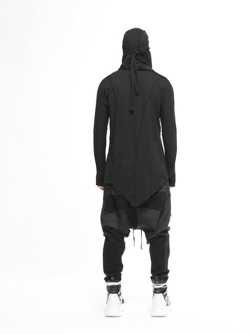 Junus Coban Paneled Denim-Trim Sarouel Pants Black