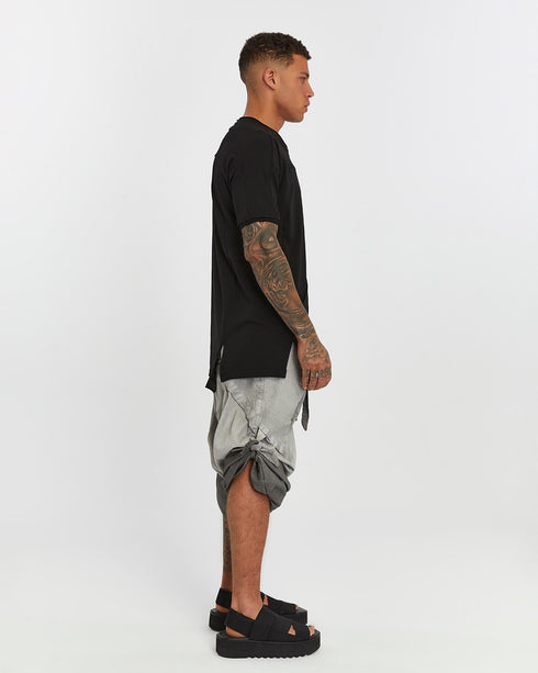 Junus Coban Raw-Collar Kangaroo Pocket T-Shirt Black