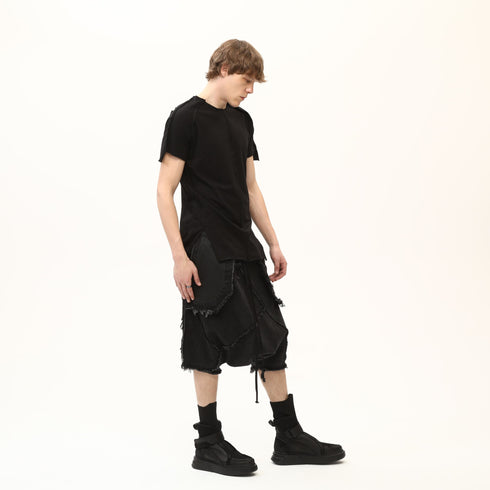 Junus Coban Raw-Seam Slit-Hem T-Shirt Black