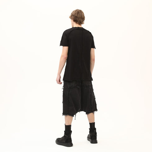 Junus Coban Raw-Seam Slit-Hem T-Shirt Black