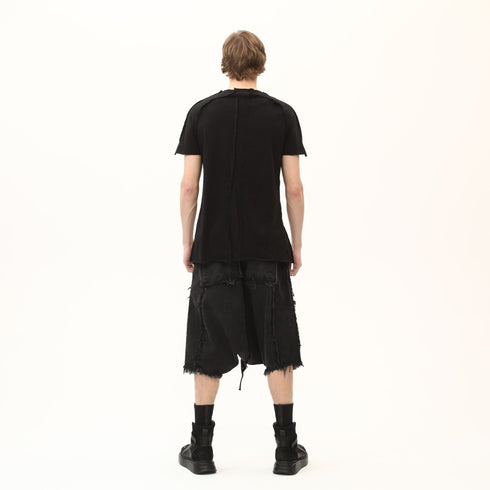 Junus Coban Raw-Seam Slit-Hem T-Shirt Black