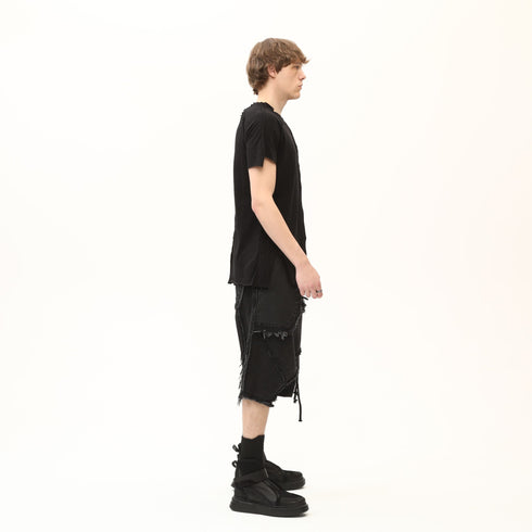 Junus Coban Raw-Seam Slit-Hem T-Shirt Black