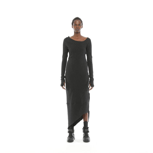 Side Slit Draped Neck Knit Women's Dress